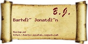 Barhó Jonatán névjegykártya